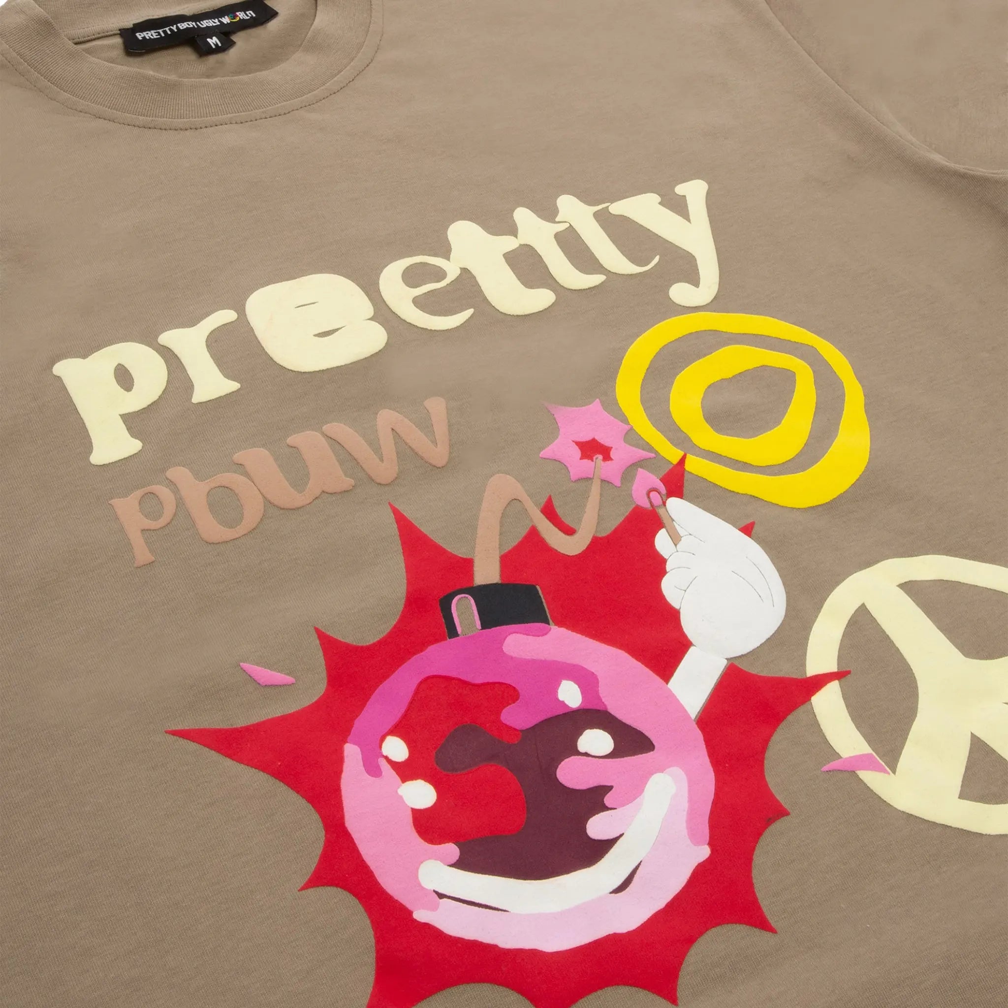 Detailed View of Pretty Boy Ugly World Peace Brown T Shirt 13915390